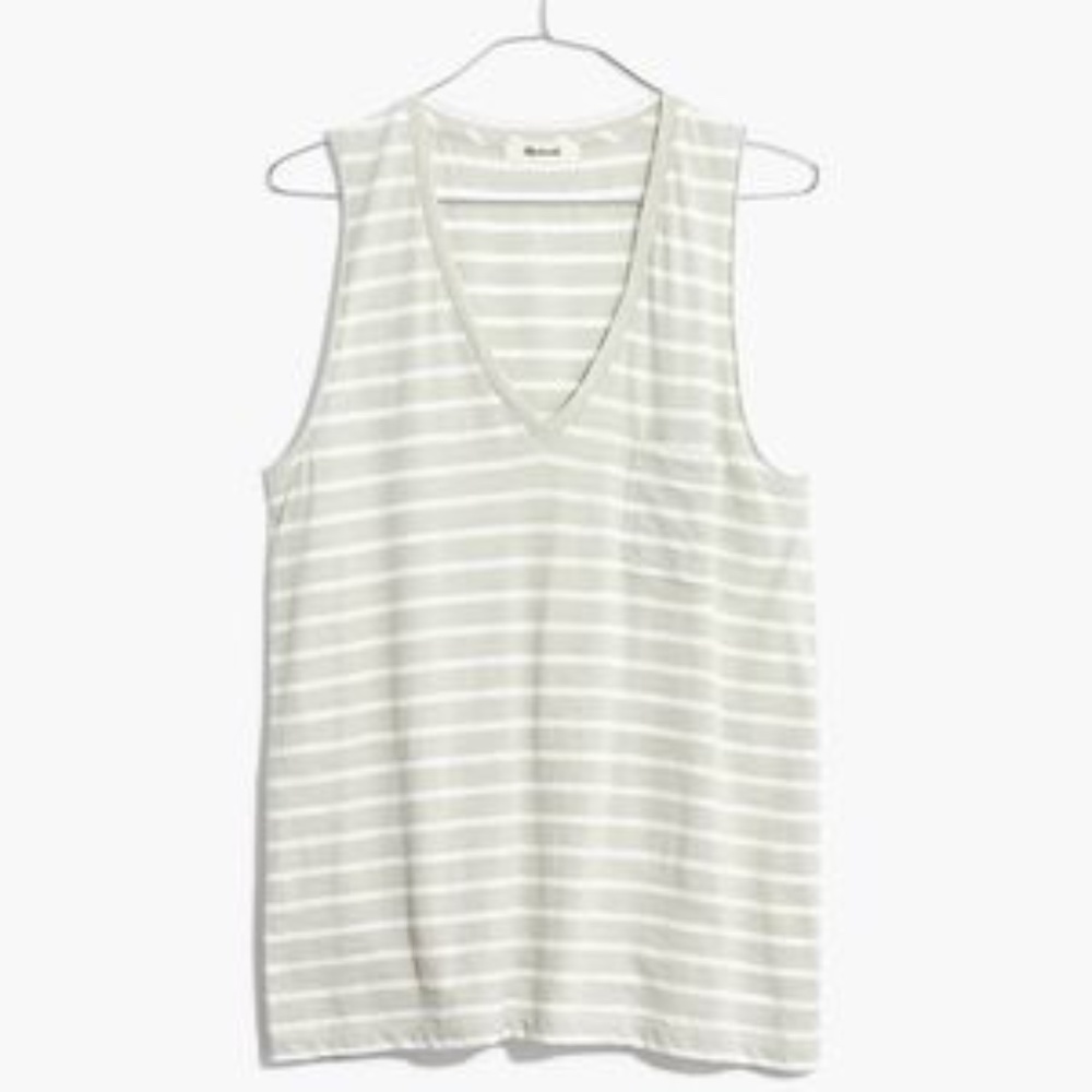 Madewell Whisper Cotton V-Neck Tank Baker Stripe